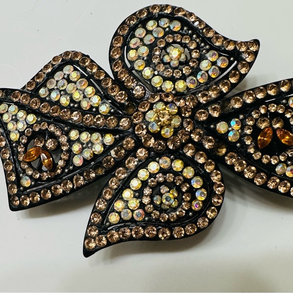 Sarvoski Crystal Gold Amber White Gemstone Hair Barrette Clip - Picture 5 of 10